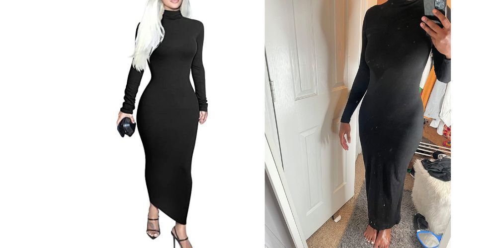 Black Turtleneck Bodycon Maxi Dress