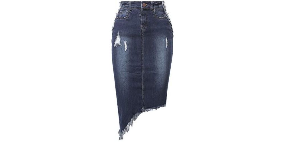 Asymmetric Denim Skirt