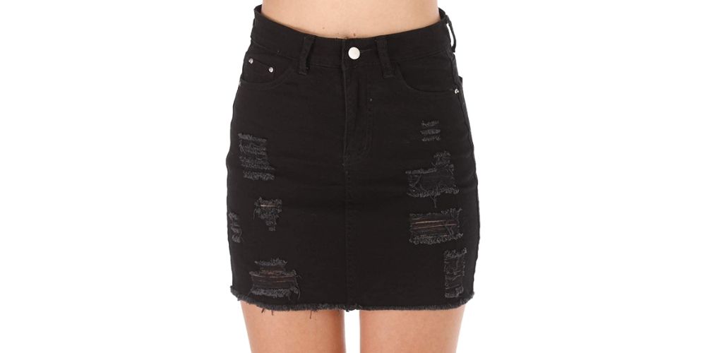 High-Low Hem Denim Skirt