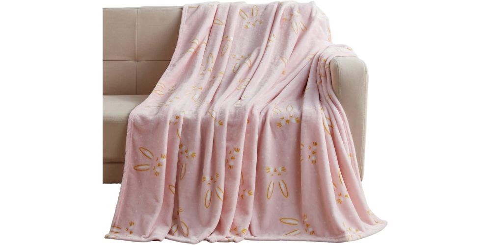 Plush Throw Blanket with Lots of Little Bunnies