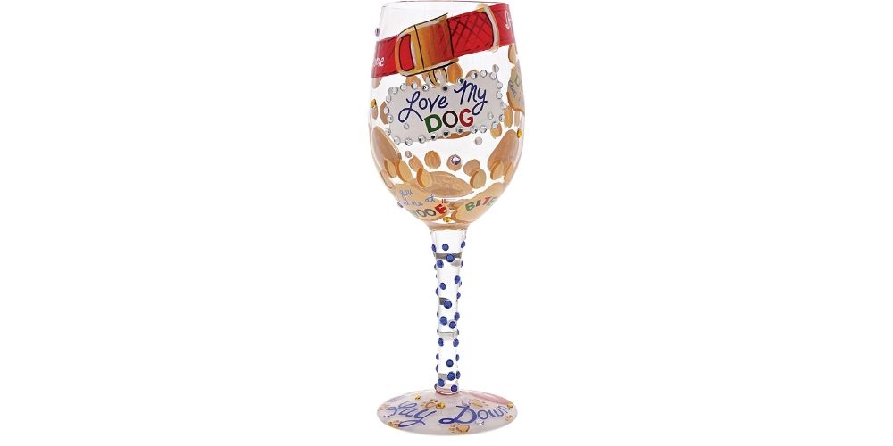 Hand-Painted Dog Mom Wine Glass