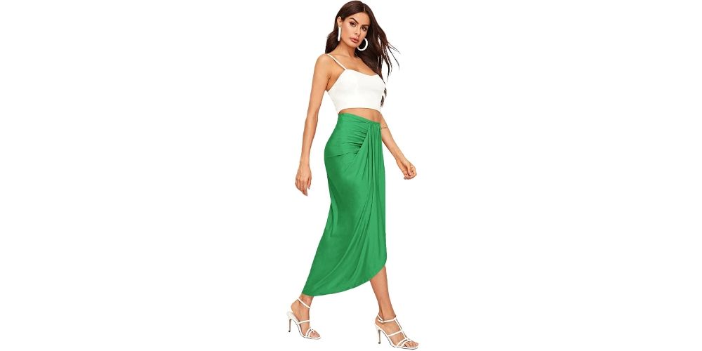 Casual Asymmetrical Wrap Split Long Skirt