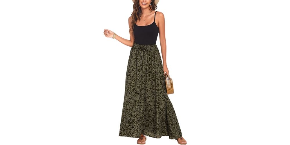 Chiffon Leopard Print Long Skirt