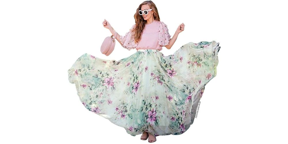 Floral Chiffon Maxi Skirt