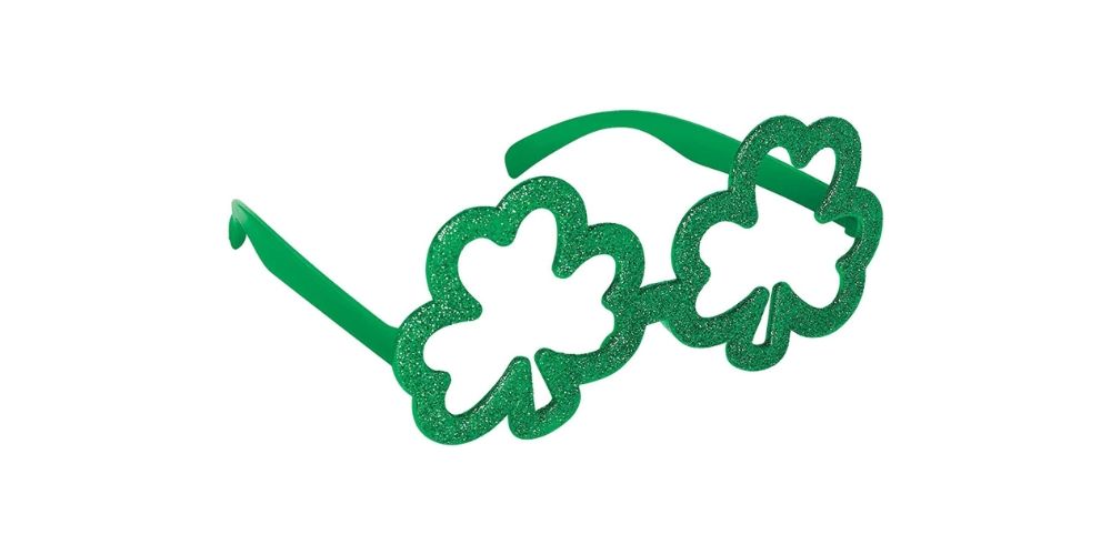 Green Glitter Shamrock Glasses