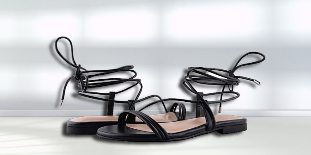 Black Lace-Up Sandals