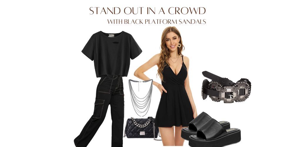 outfits with black sandals