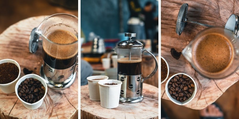 making coffee in a french press