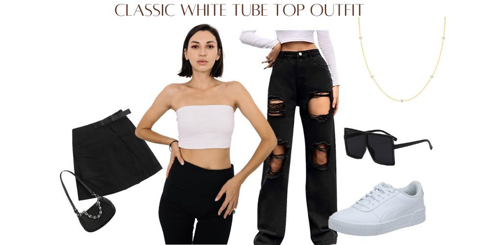 white tube top outfit