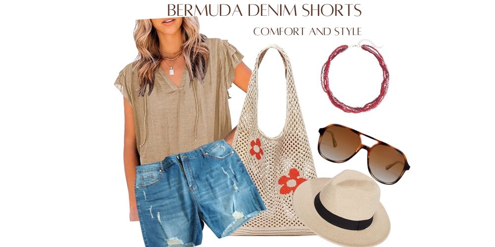 denim bermuda shorts outfit