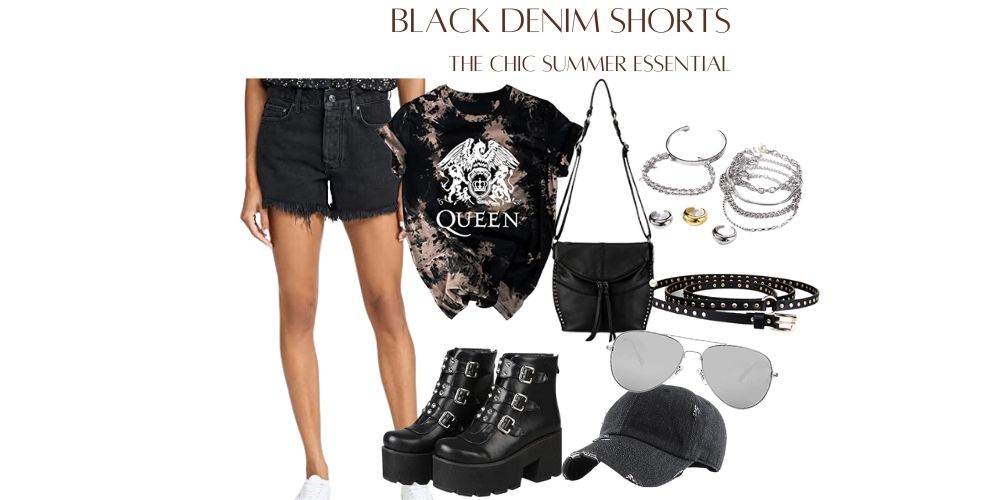 black denim shorts outfit