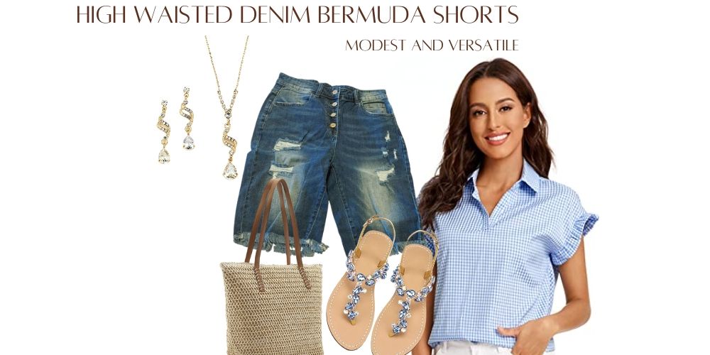 casual denim shorts outfit