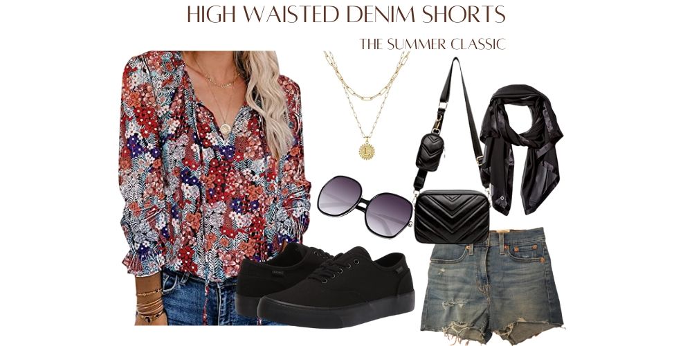 high waisted denim shorts outfit