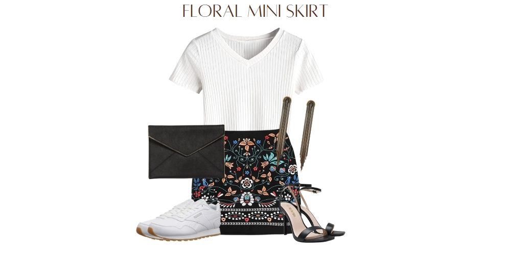 mini skirt and sneakers outfit
