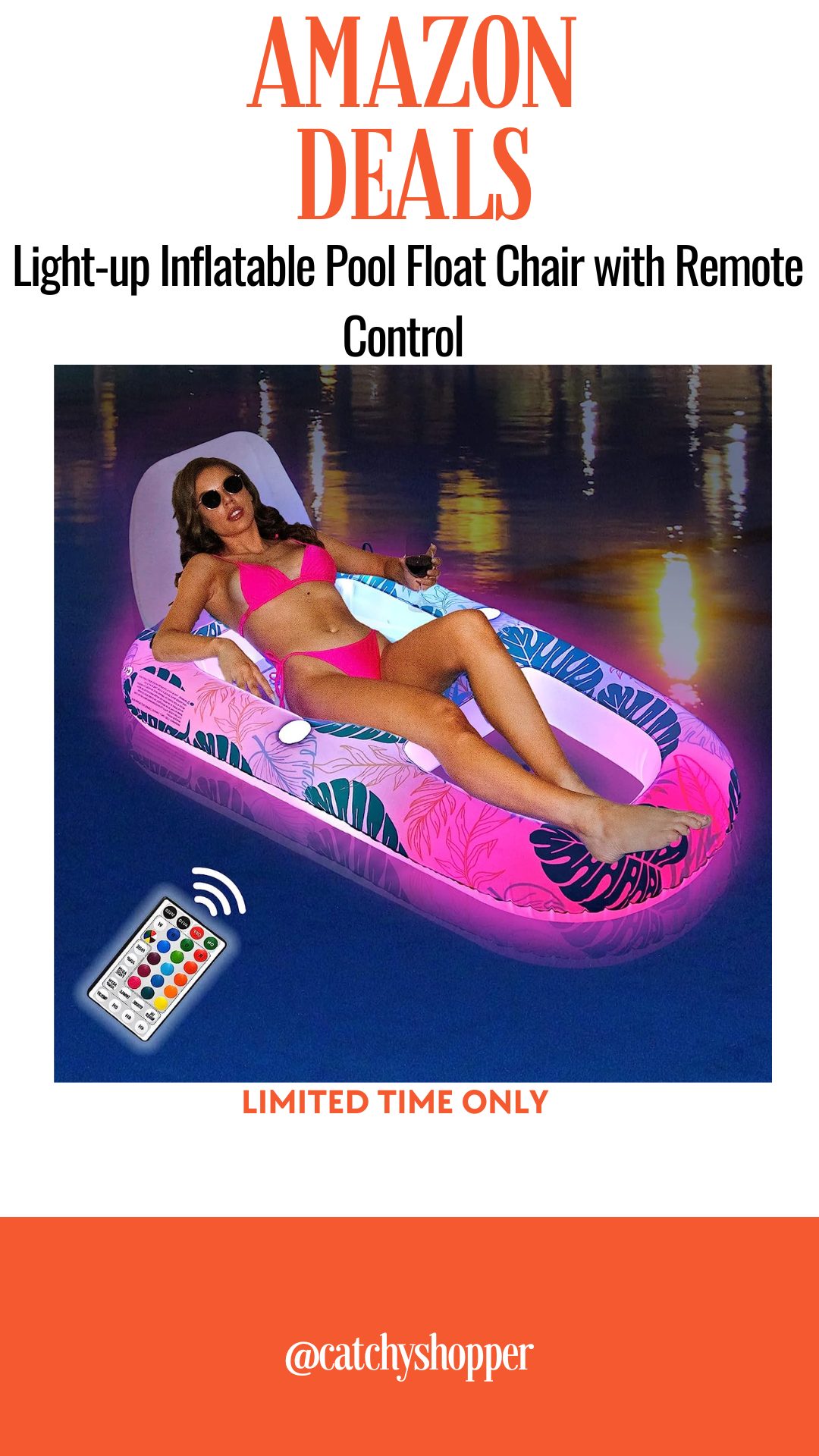 Light-up Inflatable Pool Float Chair with Remote Control