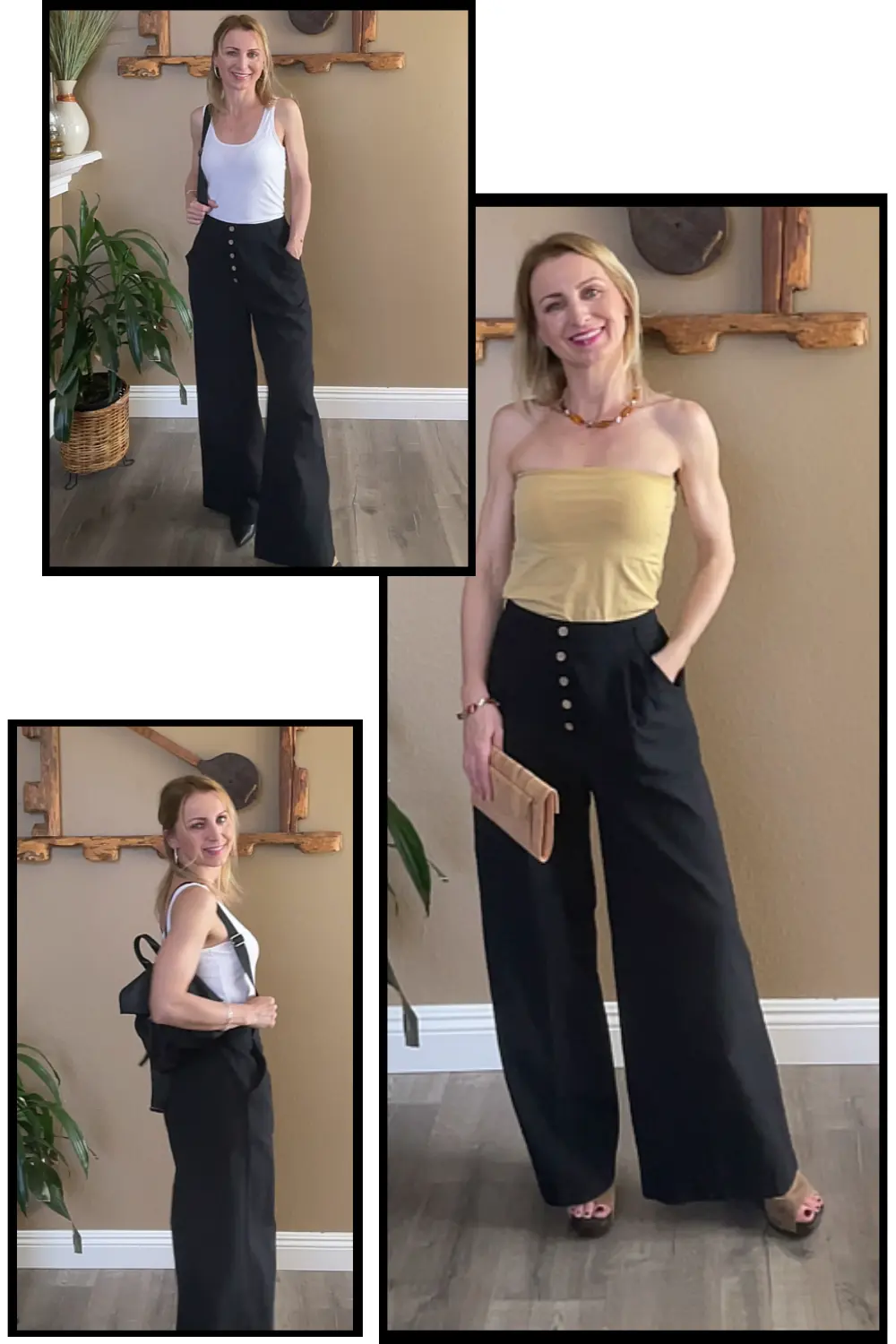 black linene pants outfit