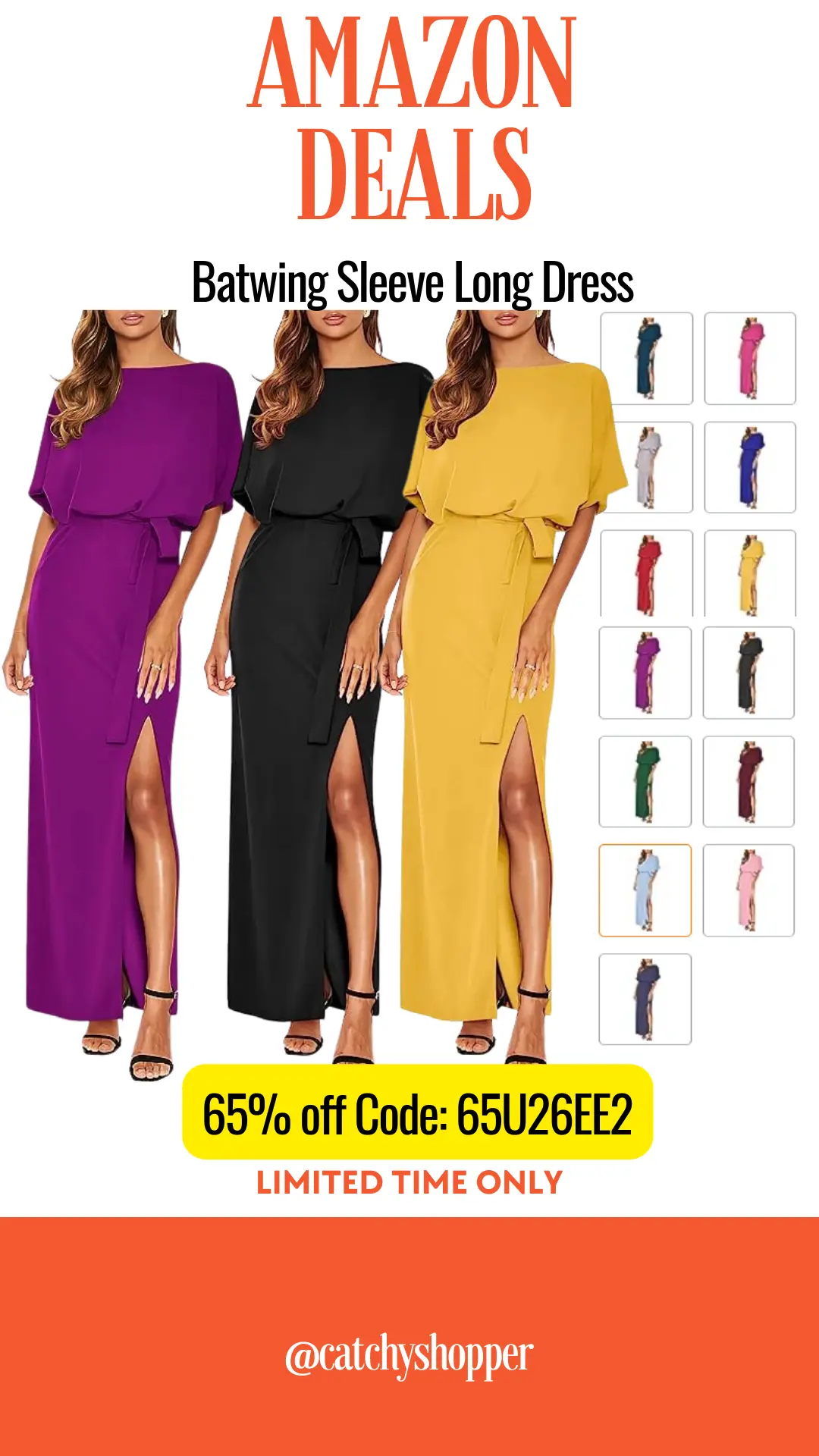 Batwing Sleeve Long Dress