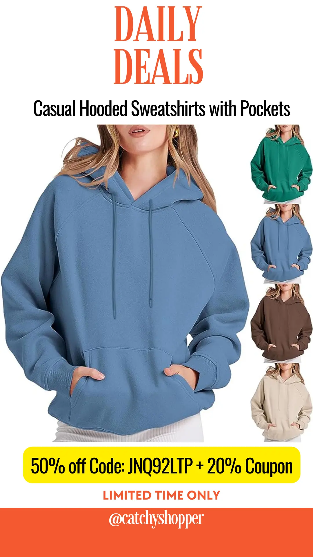 Casual Pockets Hooded Sweatshirts