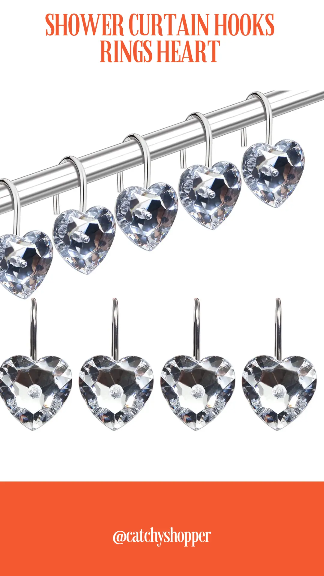 Shower Curtain Hooks Rings Heart