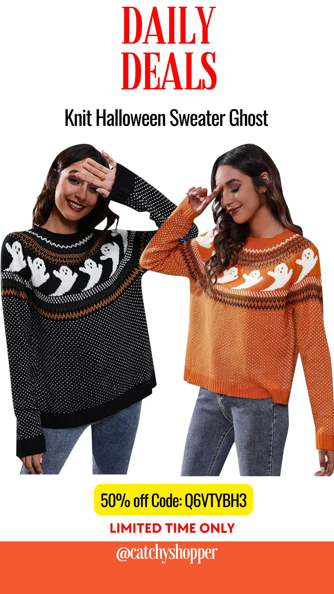 Knit Halloween Sweater Ghost