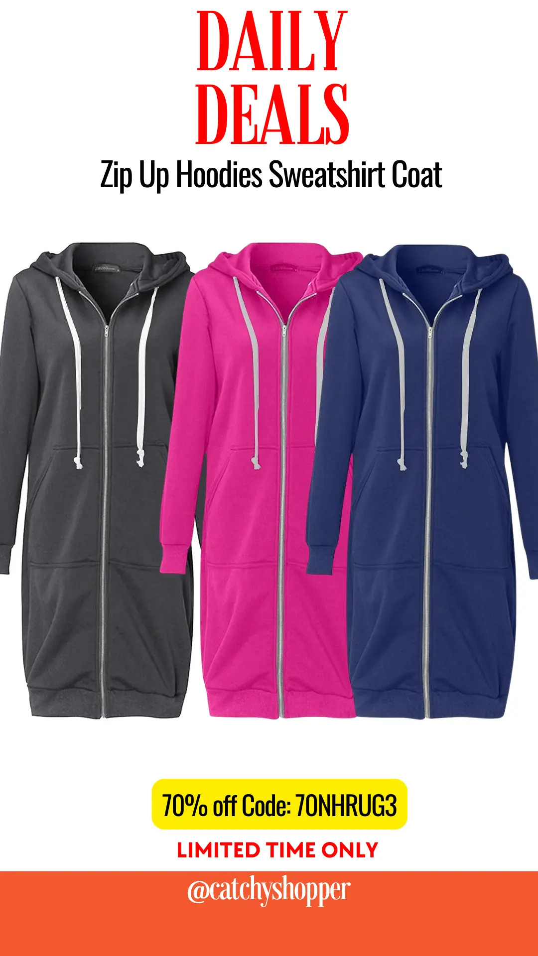 Zip Up Hoodies Sweatshirt Coat