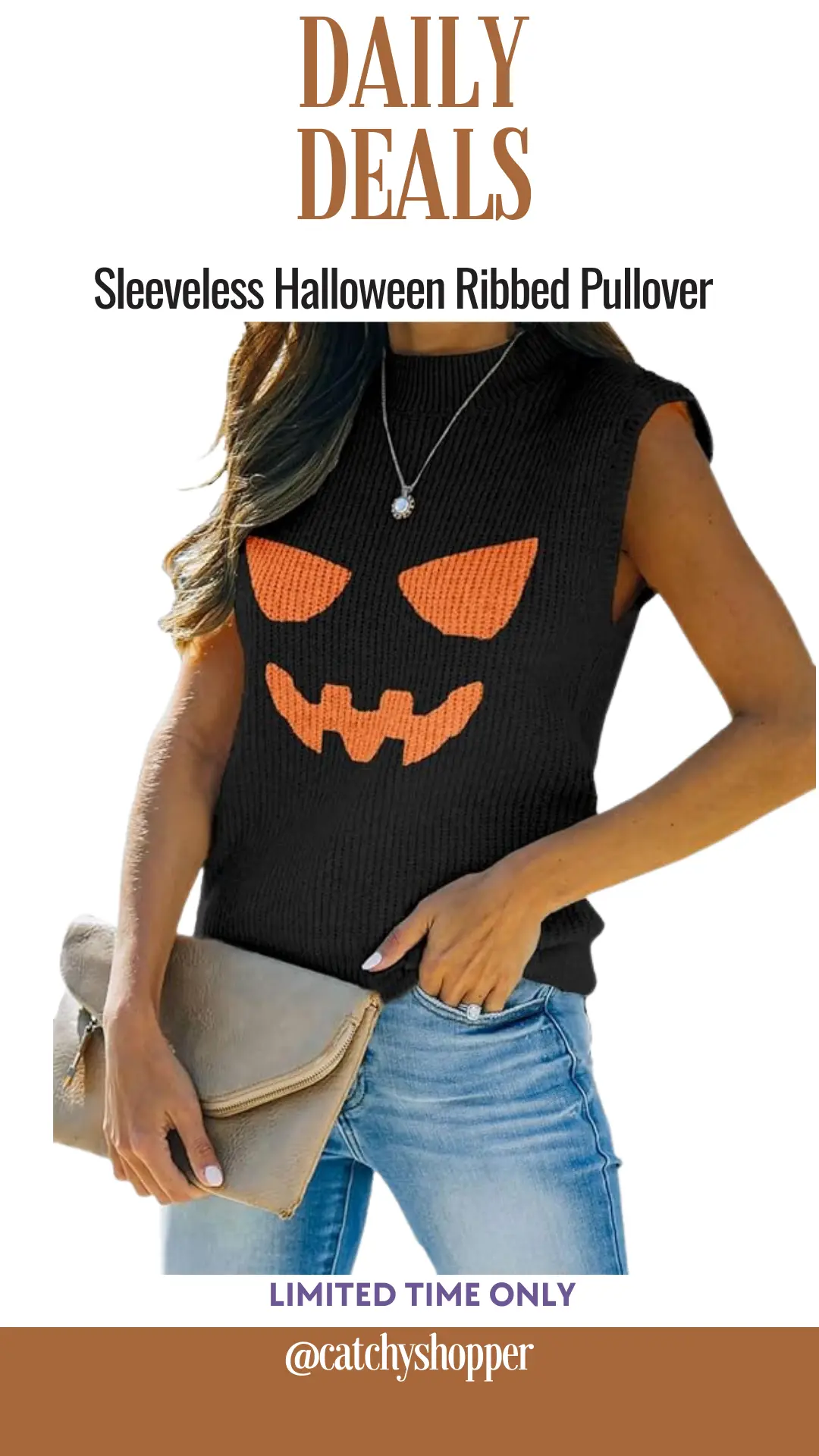 Sleeveless  Halloween Ribbed Pullover 