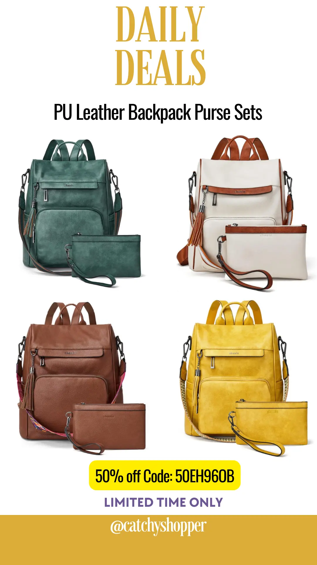 PU Leather Backpack Purse Sets