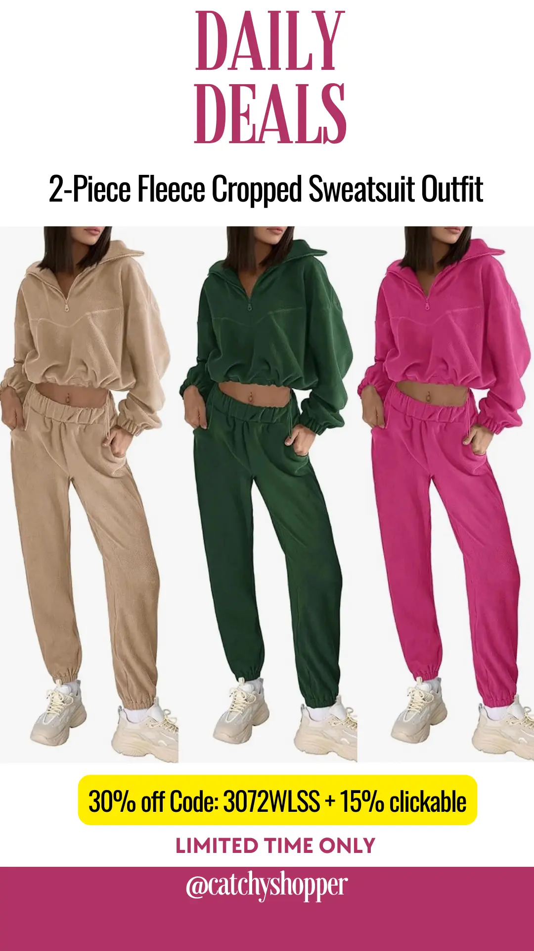  2-Piece Fleece Cropped Sweatsuit Outfit 