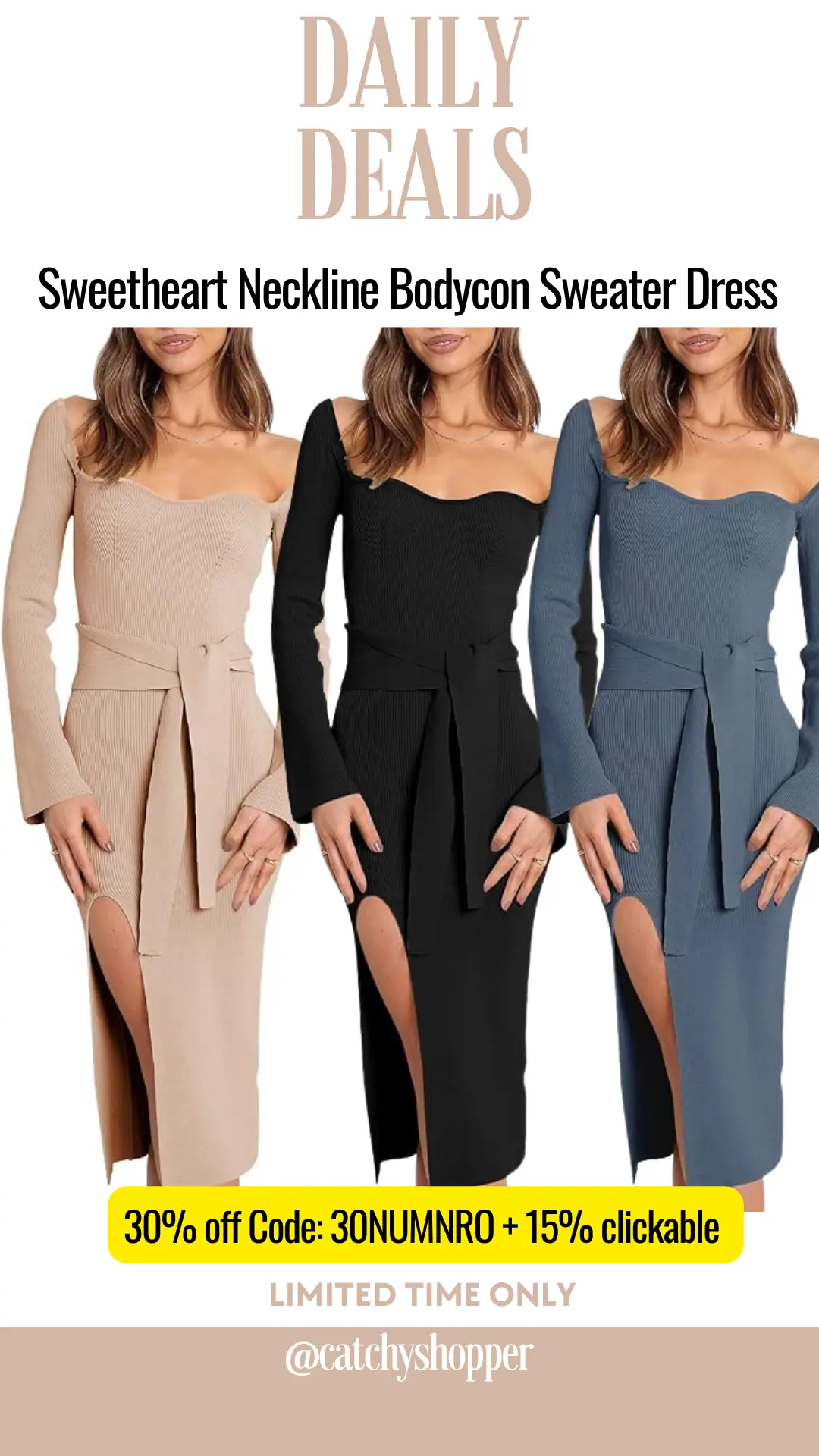 Sweetheart Neckline Bodycon Sweater Dress