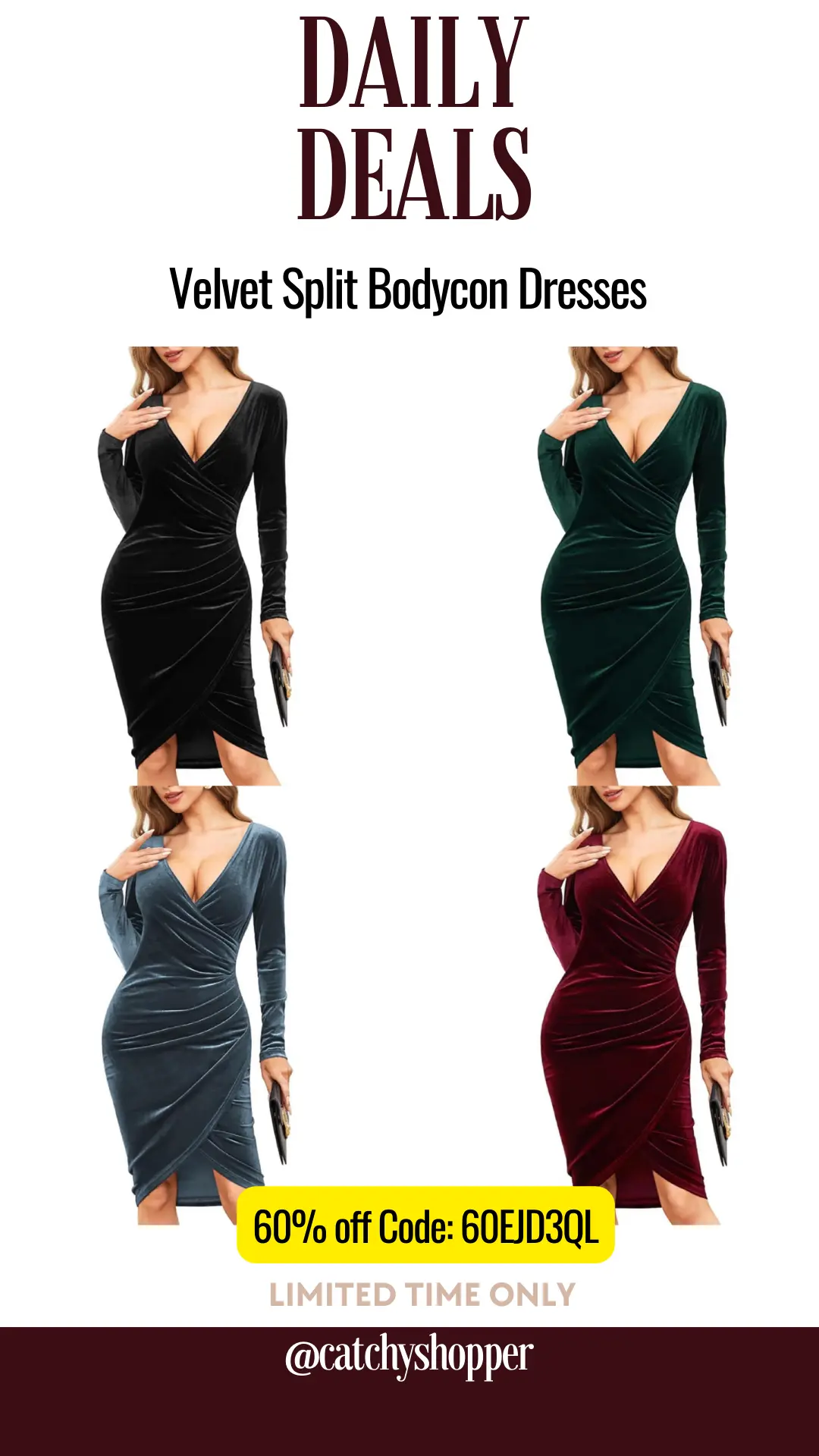 Velvet Split Bodycon Dresses