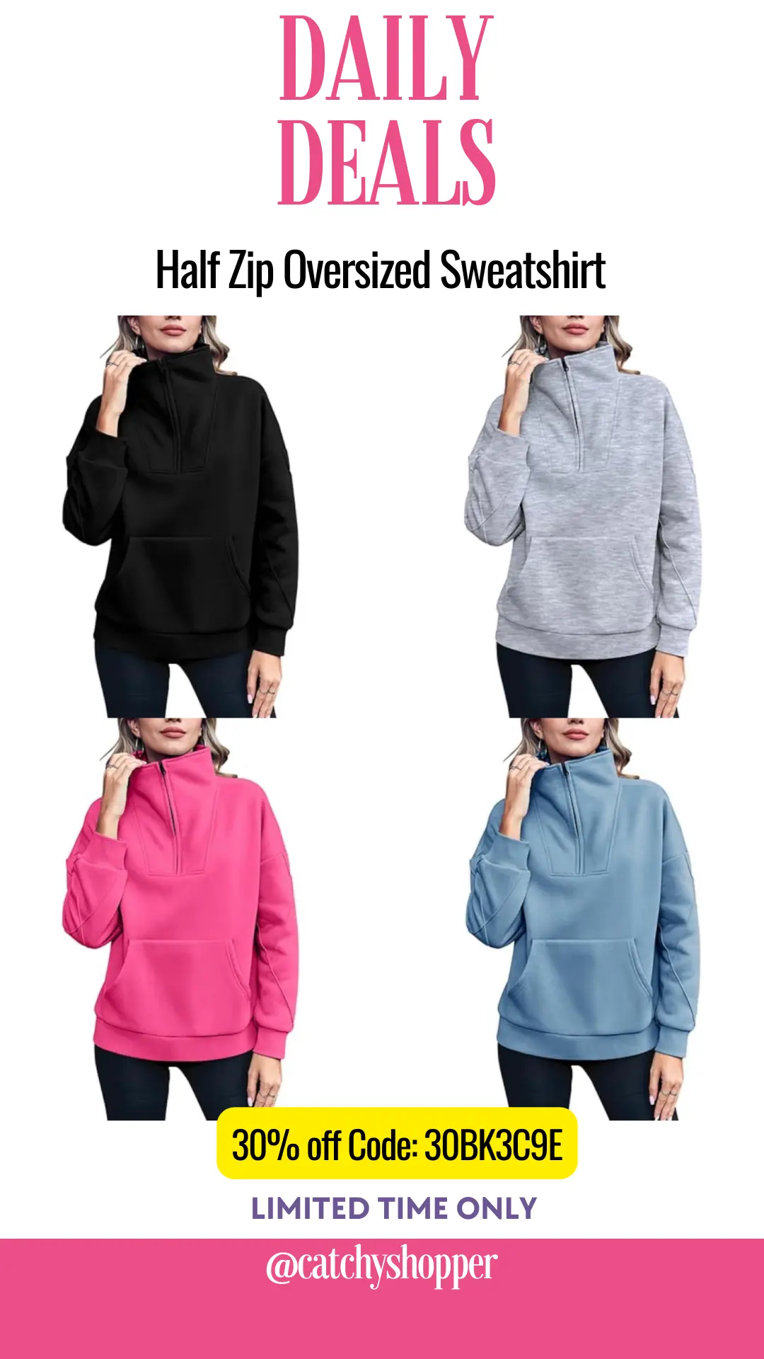 Half Zip Oversized Sweatshirt