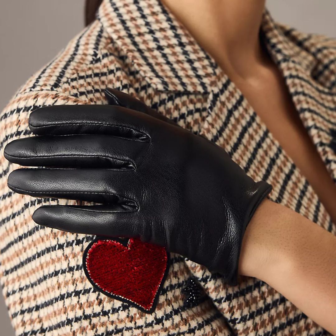 Maeve Short Faux-Leather Texting Gloves