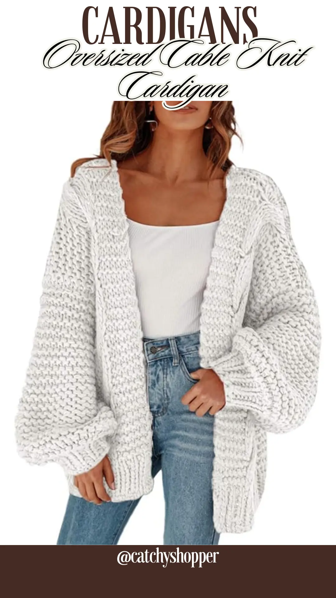 Oversized  Cable Knit  Cardigan