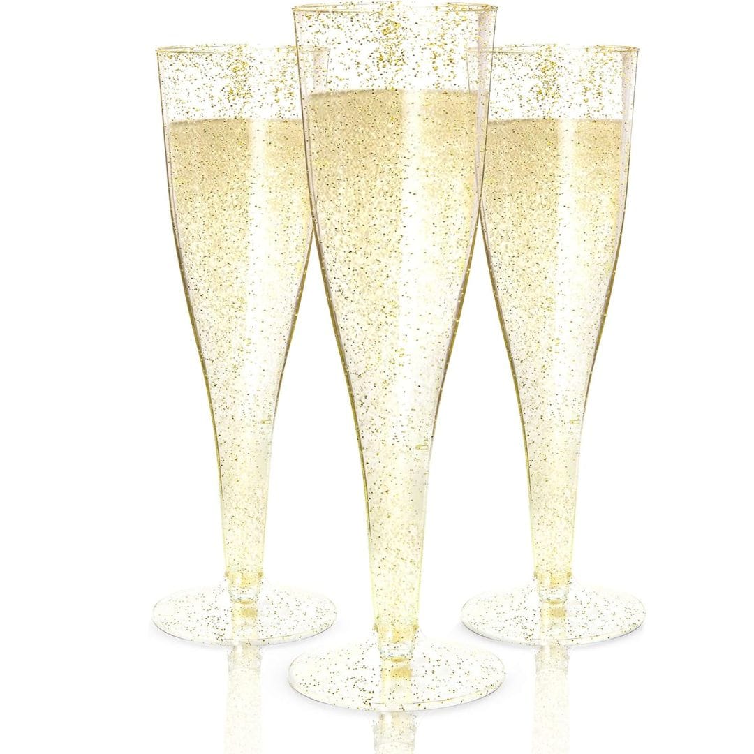 12 Plastic Champagne Glasses 