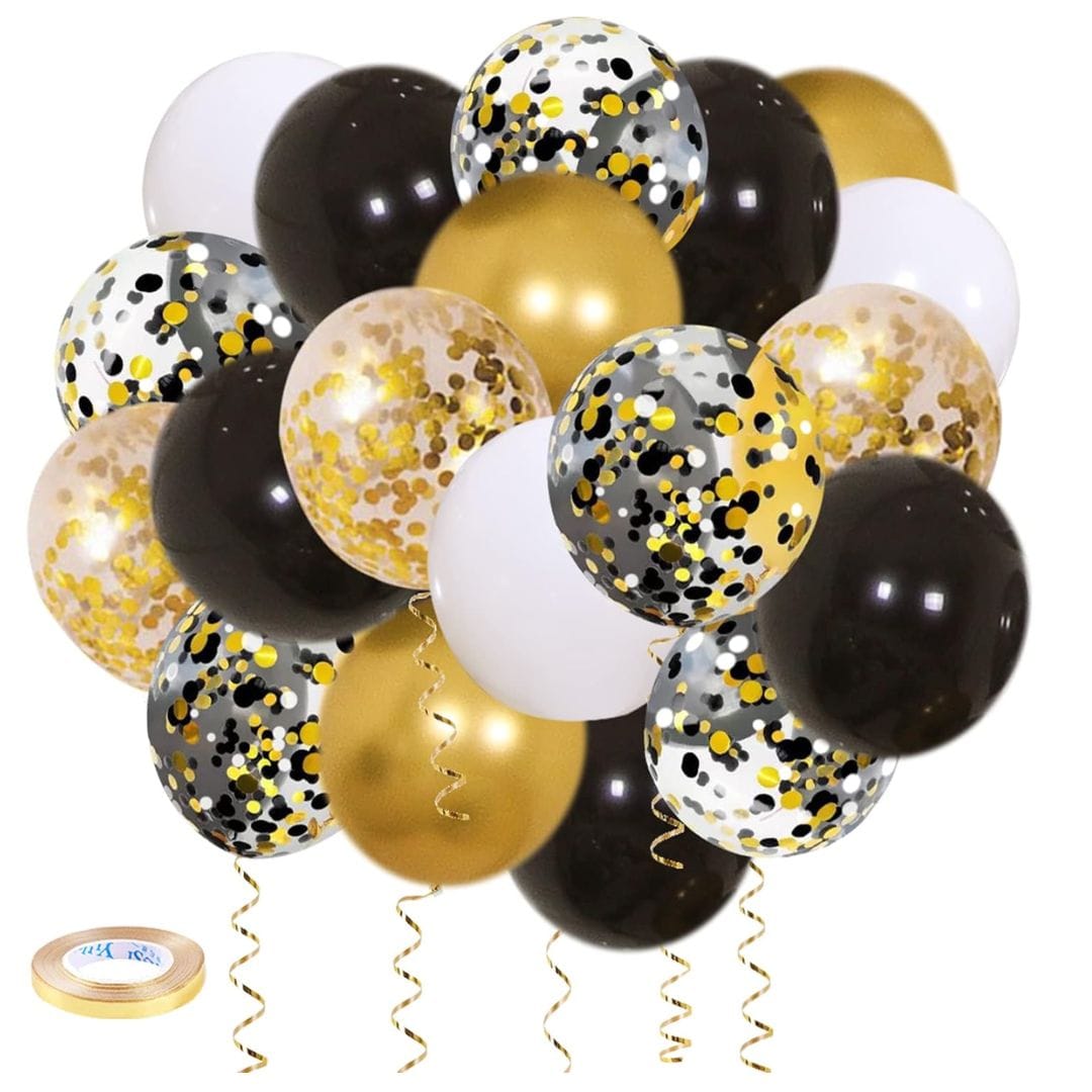 Black Gold Confetti Balloons 50 pack 
