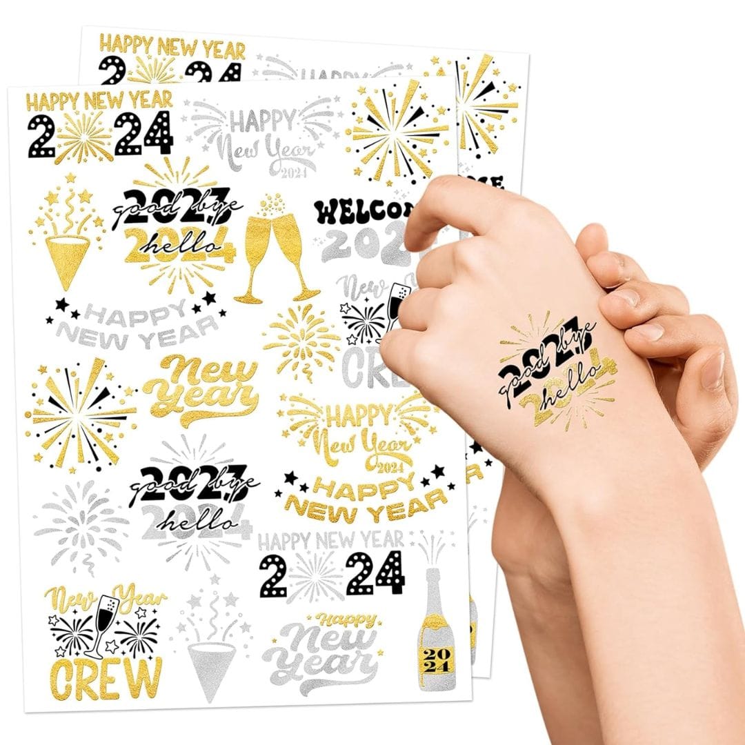 2024 New Year's Eve Temporary Tattoo