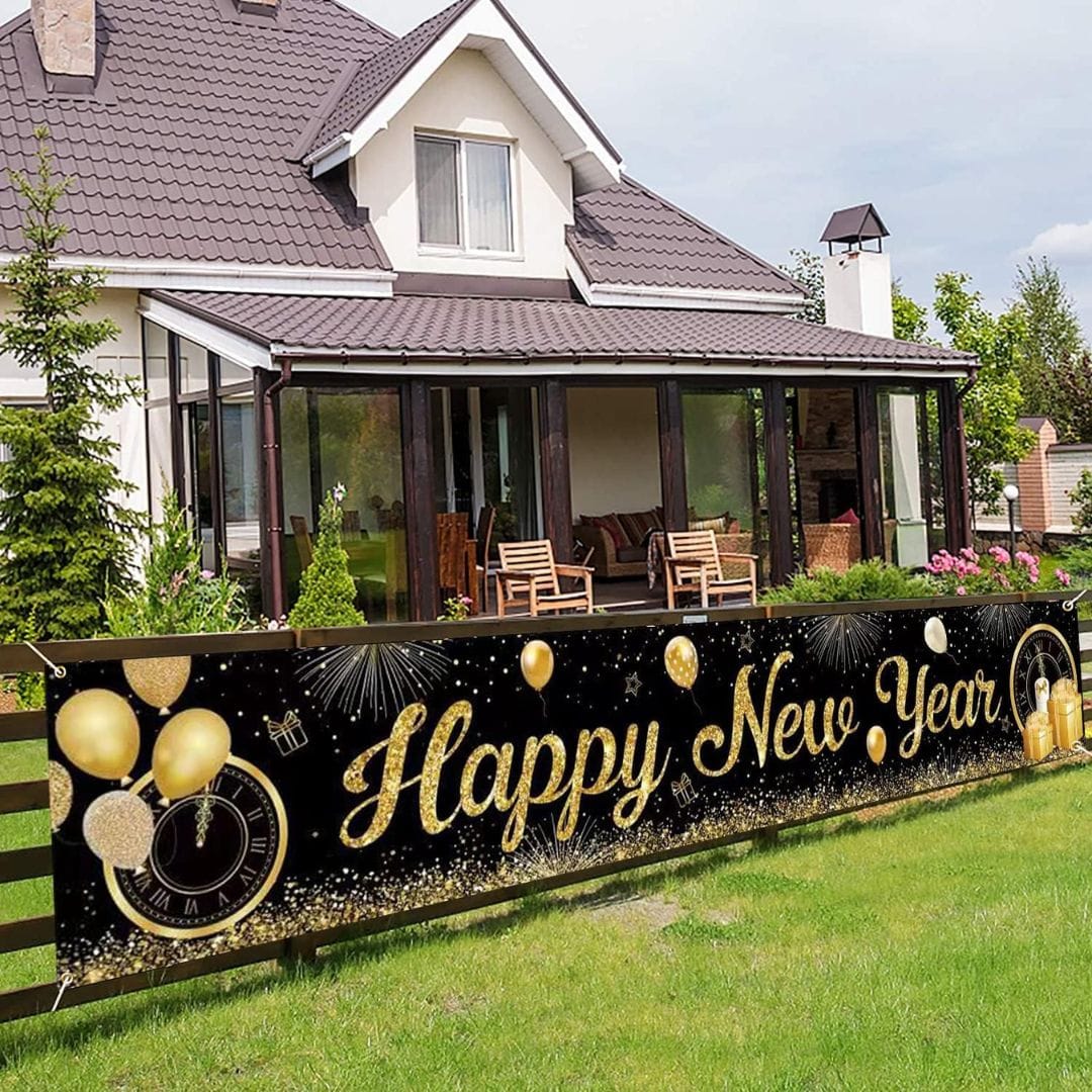 Large Happy New Year Yard Banner Decorations 