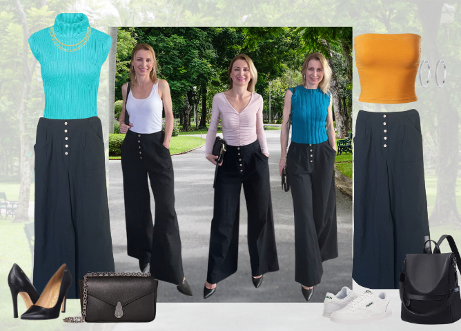 what to wear with black linen pants